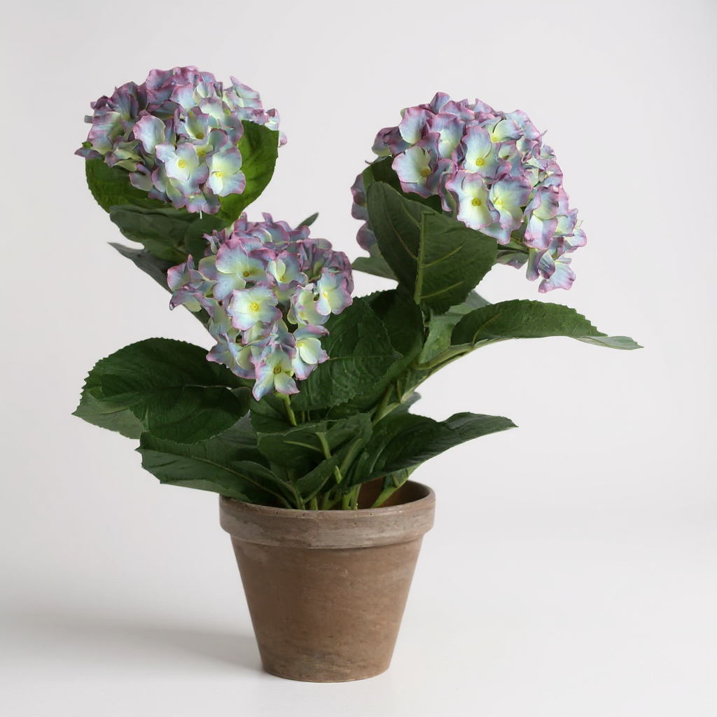 Artificial Hydrangea in Terracotta Pot – 40x35 cm