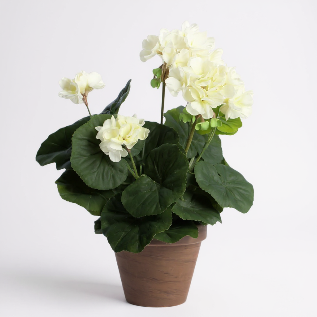 Artificial Geranium in Terracotta Pot – 34x20 cm