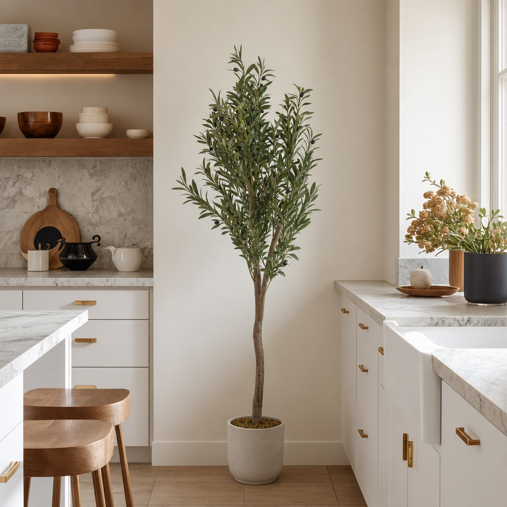 Large Artificial Natural Look Olive Tree with Wooden Trunk